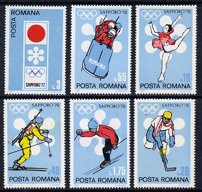 Rumania 1971 Sapporo Winter Olympics set of 6 unmounted mint, Mi 2984-89, stamps on olympics, stamps on sport, stamps on skating, stamps on ice hockey, stamps on biathlon, stamps on bobsled, stamps on skiing