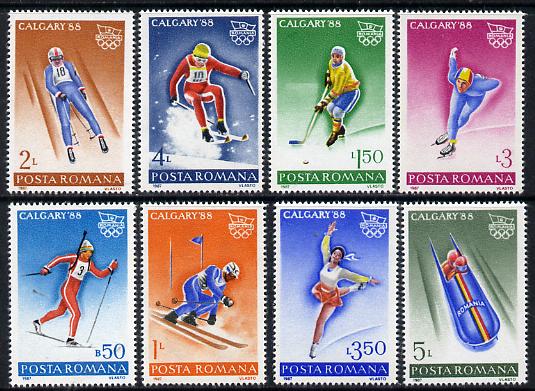 Rumania 1987 Calgary Winter Olympics set of 8, Mi 4418-25, stamps on olympics   sport