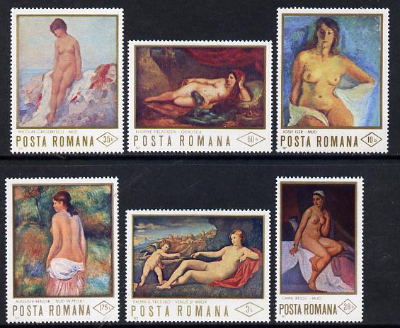 Rumania 1971 Paintings of Nudes set of 6 unmounted mint, Mi 2946-51, SG 3824-29, stamps on arts, stamps on nudes