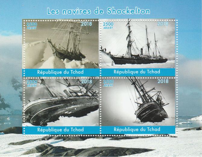 Madagascar 2018 Shackletons Ships perf sheetlet containing 4 values unmounted mint. Note this item is privately produced and is offered purely on its thematic appeal., stamps on ships, stamps on shackleton, stamps on explorers, stamps on polar