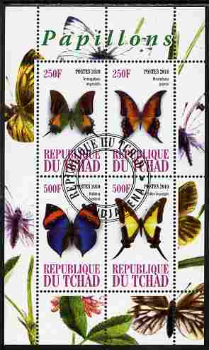 Chad 2010 Butterflies #2 perf sheetlet containing 4 values fine cto used