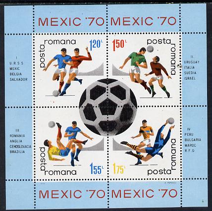 Rumania 1970 Football World Cup m/sheet unmounted mint, SG MS 3735, Mi BL 75, stamps on , stamps on  stamps on football, stamps on  stamps on sport 