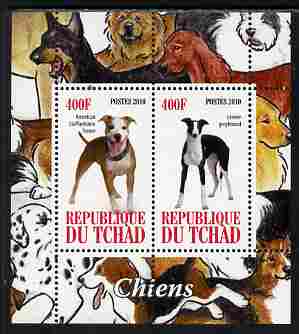 Chad 2010 Dogs #2 perf sheetlet containing 2 values unmounted mint, stamps on , stamps on  stamps on dogs