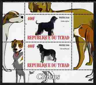 Chad 2010 Dogs #3 perf sheetlet containing 2 values unmounted mint, stamps on dogs