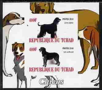 Chad 2010 Dogs #3 imperf sheetlet containing 2 values unmounted mint, stamps on , stamps on  stamps on dogs