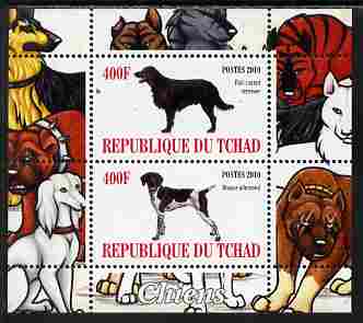 Chad 2010 Dogs #4 perf sheetlet containing 2 values unmounted mint, stamps on , stamps on  stamps on dogs