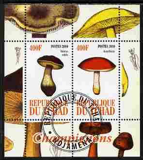 Chad 2010 Mushrooms #1 perf sheetlet containing 2 values fine cto used, stamps on , stamps on  stamps on fungi