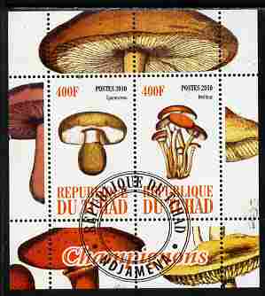 Chad 2010 Mushrooms #2 perf sheetlet containing 2 values fine cto used, stamps on fungi