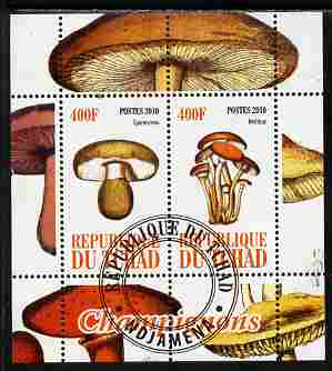 Chad 2010 Mushrooms #2 perf sheetlet containing 2 values fine cto used, stamps on , stamps on  stamps on fungi