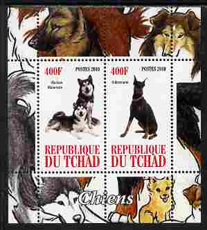 Chad 2010 Dogs #5 perf sheetlet containing 2 values unmounted mint, stamps on , stamps on  stamps on dogs