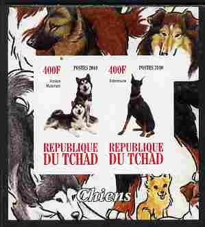 Chad 2010 Dogs #5 imperf sheetlet containing 2 values unmounted mint, stamps on , stamps on  stamps on dogs