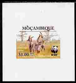 Mozambique 2009 WWF - Antelope Hippotragus equinus individual imperf deluxe sheetlet # 2 unmounted mint. Note this item is privately produced and is offered purely on its thematic appeal , stamps on animals, stamps on  wwf , stamps on antelope