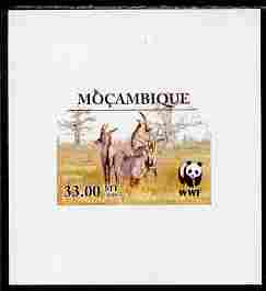 Mozambique 2009 WWF - Antelope Hippotragus equinus individual imperf deluxe sheetlet # 2 unmounted mint. Note this item is privately produced and is offered purely on its..., stamps on animals, stamps on  wwf , stamps on antelope