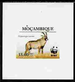 Mozambique 2009 WWF - Antelope Hippotragus equinus individual imperf deluxe sheetlet # 4 unmounted mint. Note this item is privately produced and is offered purely on its..., stamps on animals, stamps on  wwf , stamps on antelope