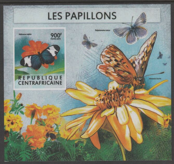 Central African Republic 2015 Butterflies #5 imperf s/sheet unmounted mint. Note this item is privately produced and is offered purely on its thematic appeal, stamps on butterflies, stamps on 