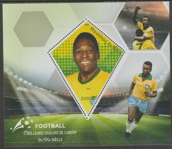 Mali 2019 Football Champions #1 perf deluxe sheet containing one diamond shaped value unmounted mint, stamps on , stamps on  stamps on shaped, stamps on  stamps on personalities, stamps on  stamps on football