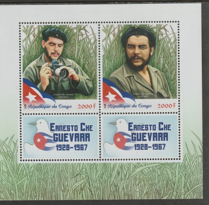 Congo 2018 Che Guevara perf sheet containing two values plus two labels unmounted mint, stamps on personalities, stamps on guevara, stamps on cameras