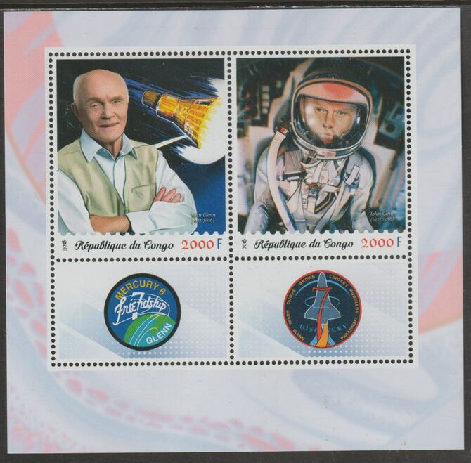 Congo 2018 Space - Friendship & Discovery perf sheet containing two values plus two labels unmounted mint, stamps on space, stamps on friendship, stamps on discovery, stamps on 
