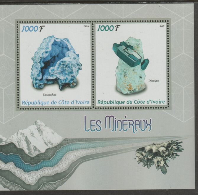 Ivory Coast 2016 Minerals perf sheet containing two values unmounted mint, stamps on minerals