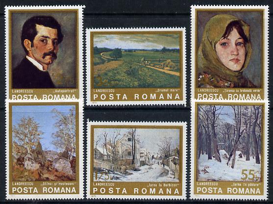 Rumania 1975 Paintings by Andreescu set of 6, Mi 3247-52, stamps on , stamps on  stamps on arts    