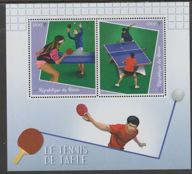 Benin 2019 Table Tennis perf sheet containing two values unmounted mint, stamps on , stamps on  stamps on sport, stamps on  stamps on table tennis