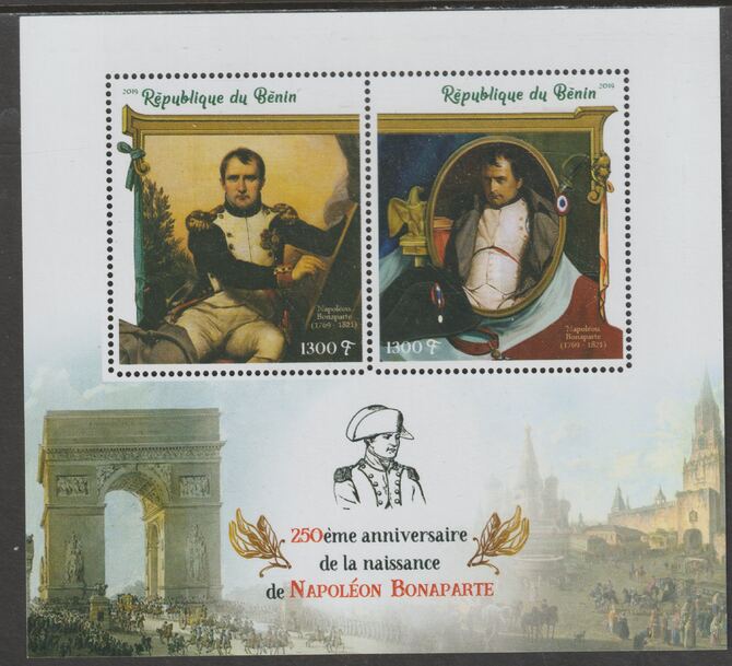 Benin 2019 Napoleon Bonaparte perf sheet containing two values unmounted mint, stamps on personalities, stamps on napoleon