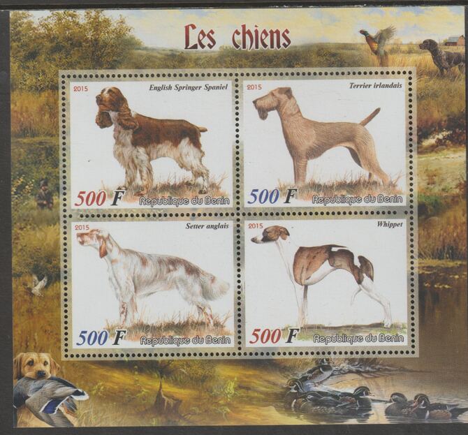 Benin 2015 Dogs perf sheet containing four values unmounted mint, stamps on dogs