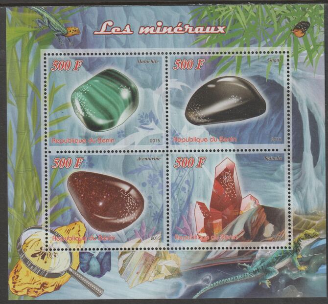 Benin 2015 Minerals perf sheet containing four values unmounted mint, stamps on minerals