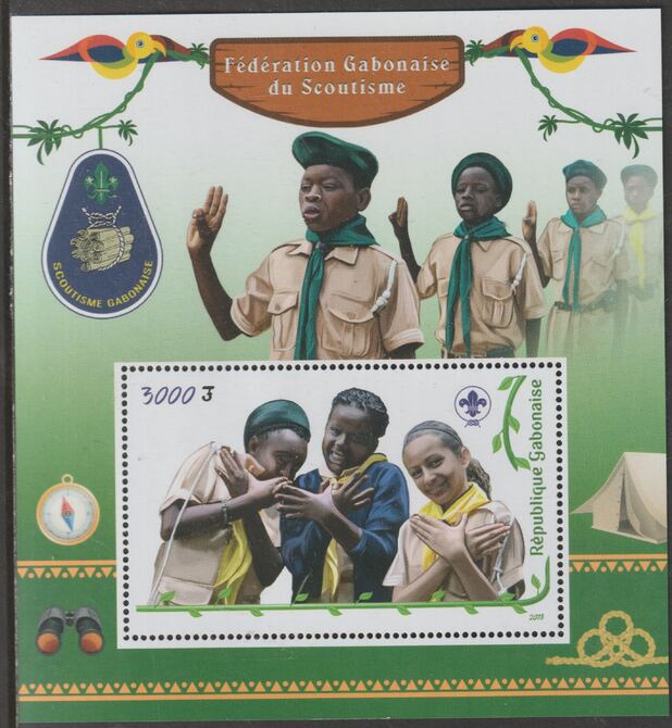 Gabon 2018 Scouts perf m/sheet containing one value unmounted mint, stamps on , stamps on  stamps on scouts