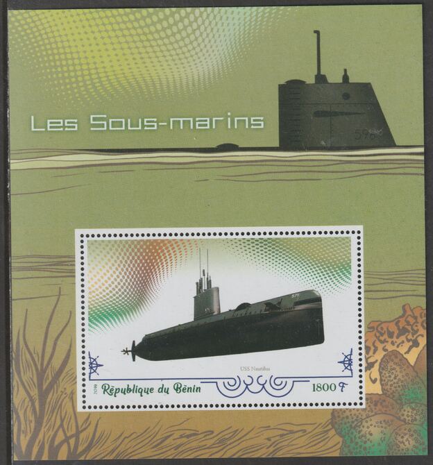 Benin 2019 Submarines perf m/sheet containing one value unmounted mint, stamps on submarines