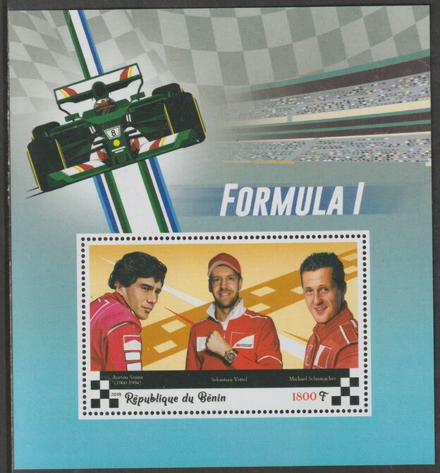 Benin 2019 Formula 1 perf m/sheet containing one value unmounted mint, stamps on , stamps on  stamps on formula 1, stamps on  stamps on  f1 , stamps on  stamps on cars