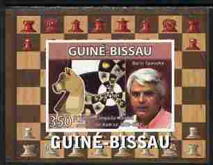 Guinea - Bissau 2008 Chess Champions - Boris Spassky individual imperf deluxe sheetlet unmounted mint. Note this item is privately produced and is offered purely on its thematic appeal , stamps on , stamps on  stamps on personalities, stamps on  stamps on chess