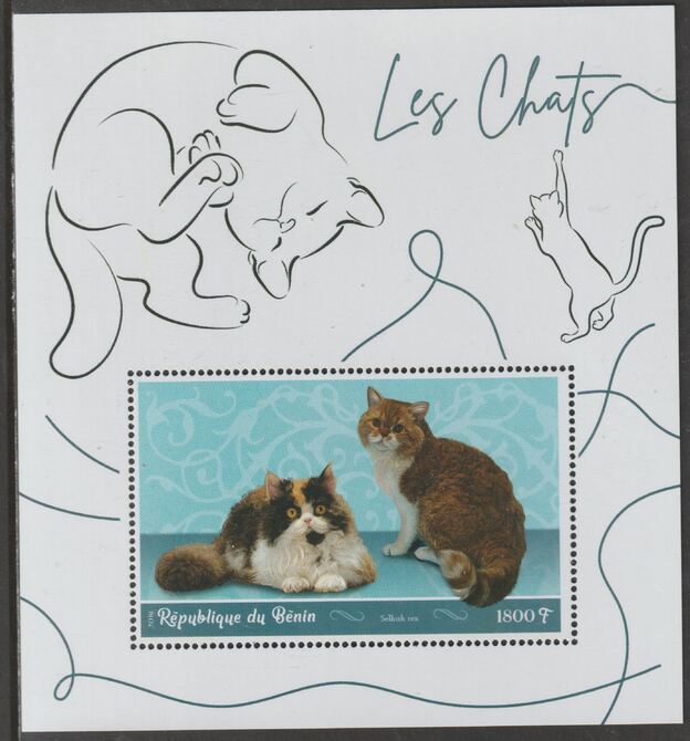 Benin 2019 Domestic Cats perf m/sheet containing one value unmounted mint, stamps on cats