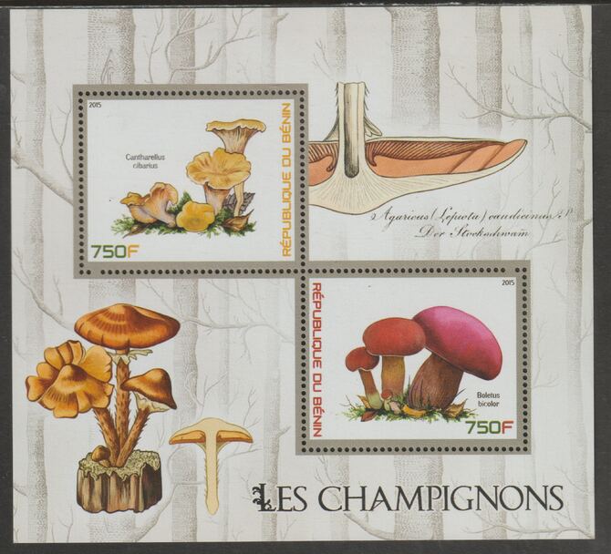Benin 2015 Fungi perf sheet containing two values unmounted mint, stamps on , stamps on  stamps on fungi
