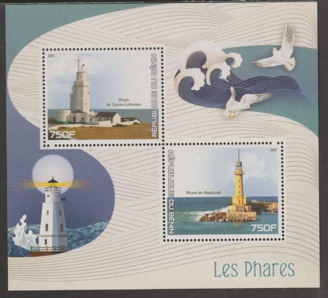 Benin 2017 Lighthouses perf sheet containing two values unmounted mint, stamps on , stamps on  stamps on lighthouses