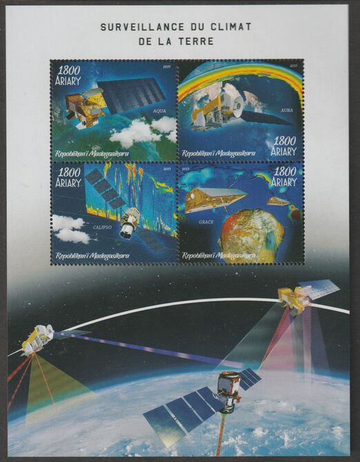 Madagascar 2019 Space - Climate Survey perf sheet containing four values unmounted mint, stamps on , stamps on  stamps on space, stamps on  stamps on climate, stamps on  stamps on environment, stamps on  stamps on rainbows