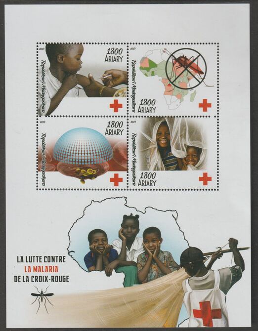 Madagascar 2019 Red Cross perf sheet containing four values unmounted mint, stamps on red cross