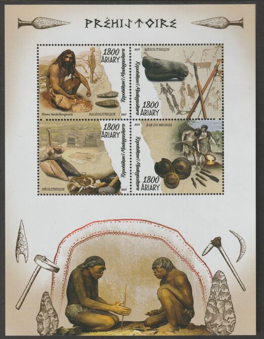 Madagascar 2019 Pre-Historic Life perf sheet containing four values unmounted mint, stamps on prehistoric