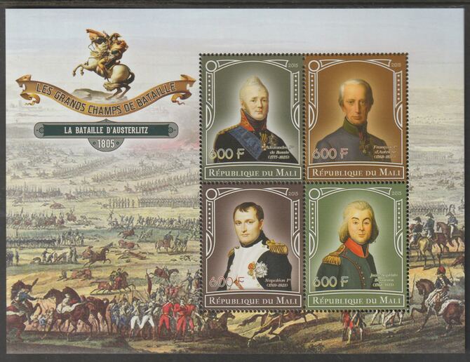 Mali 2015 Battle of Austerlitz perf sheet containing four values unmounted mint, stamps on , stamps on  stamps on battles, stamps on  stamps on austerlitz, stamps on  stamps on militaria, stamps on  stamps on napoleon