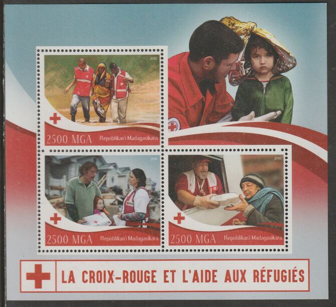 Madagascar 2016 Red Cross perf sheet containing three values unmounted mint, stamps on red cross