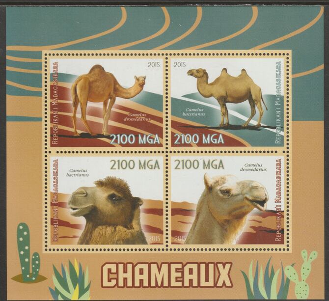 Madagascar 2015 Camels perf sheet containing four values unmounted mint, stamps on animals, stamps on camels
