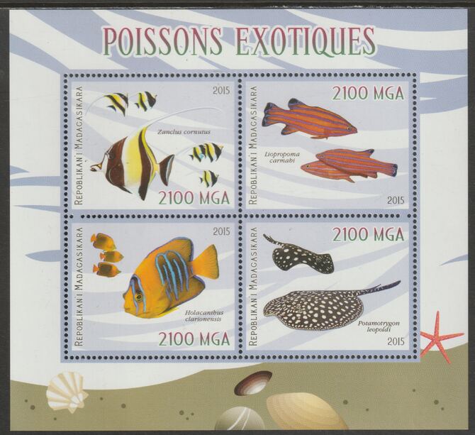 Madagascar 2015 Fish perf sheet containing four values unmounted mint, stamps on , stamps on  stamps on fish