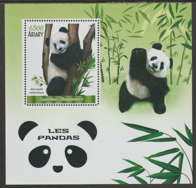Madagascar 2019 Pandas perf m/sheet containing one value unmounted mint, stamps on animals, stamps on pandas, stamps on bears