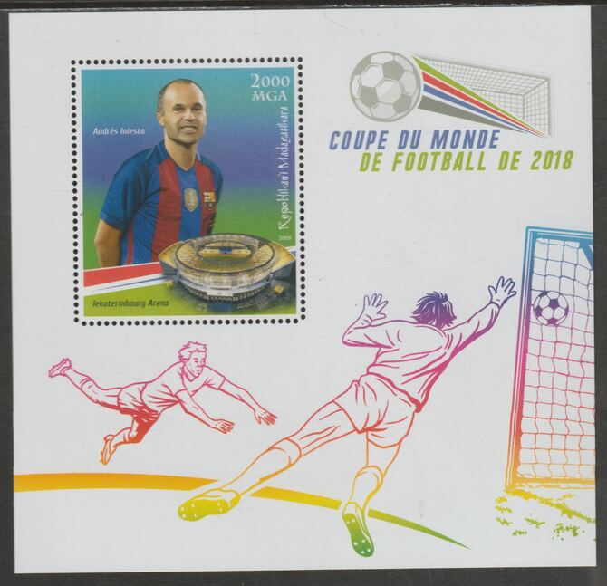 Madagascar 2018 World Cup Football #2 perf sheet containing one value unmounted mint, stamps on personalities, stamps on football