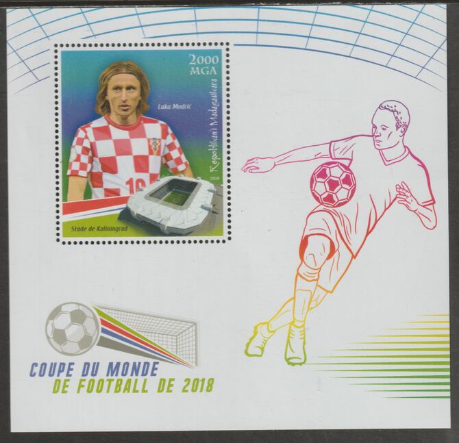 Madagascar 2018 World Cup Football #4 perf sheet containing one value unmounted mint, stamps on personalities, stamps on football