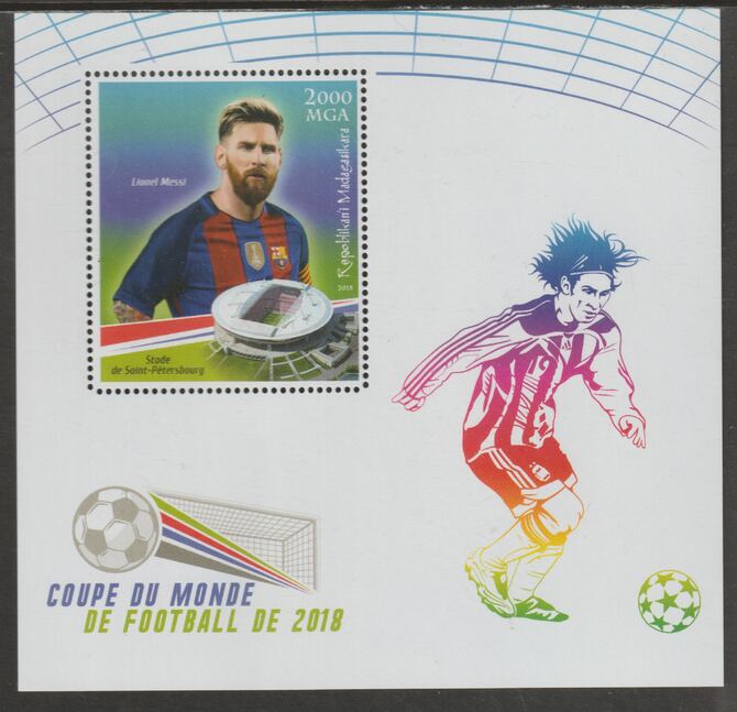 Madagascar 2018 World Cup Football #5 perf sheet containing one value unmounted mint, stamps on personalities, stamps on football