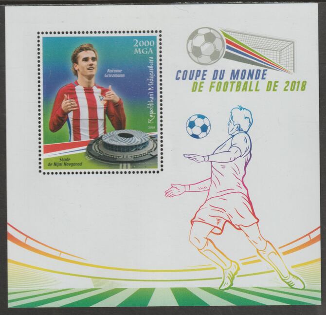 Madagascar 2018 World Cup Football #7 perf sheet containing one value unmounted mint, stamps on , stamps on  stamps on personalities, stamps on  stamps on football