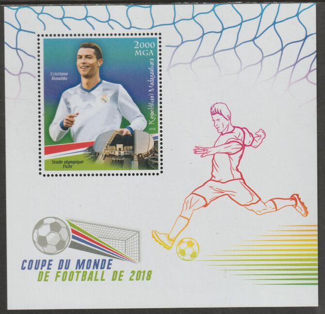 Madagascar 2018 World Cup Football #12 perf sheet containing one value unmounted mint, stamps on personalities, stamps on football