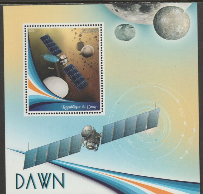 Congo 2015 Space - Dawn Mission #2 perf sheet containing one value unmounted mint, stamps on , stamps on  stamps on space, stamps on  stamps on dawn, stamps on  stamps on satellites