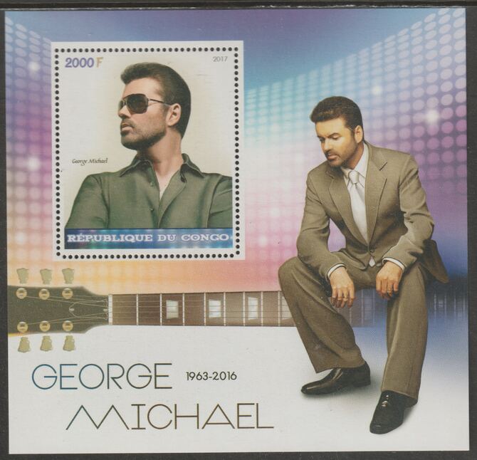 Congo 2017 George Michael #2 perf sheet containing one value unmounted mint, stamps on personalities, stamps on music, stamps on pops, stamps on rock, stamps on michael